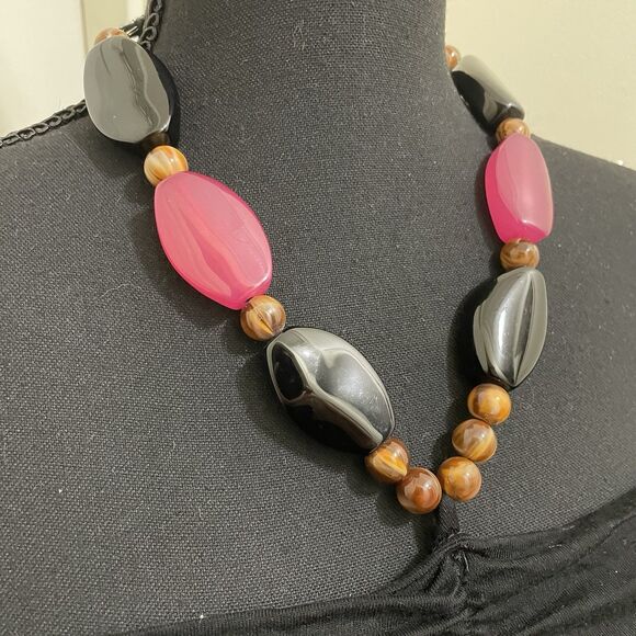 Vintage B Sharp Halter Tube Top Black Beaded Necklace‎ USA Made Large NWT Y2K - Picture 3 of 9